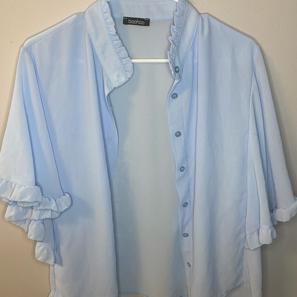 Light blue button up blouse